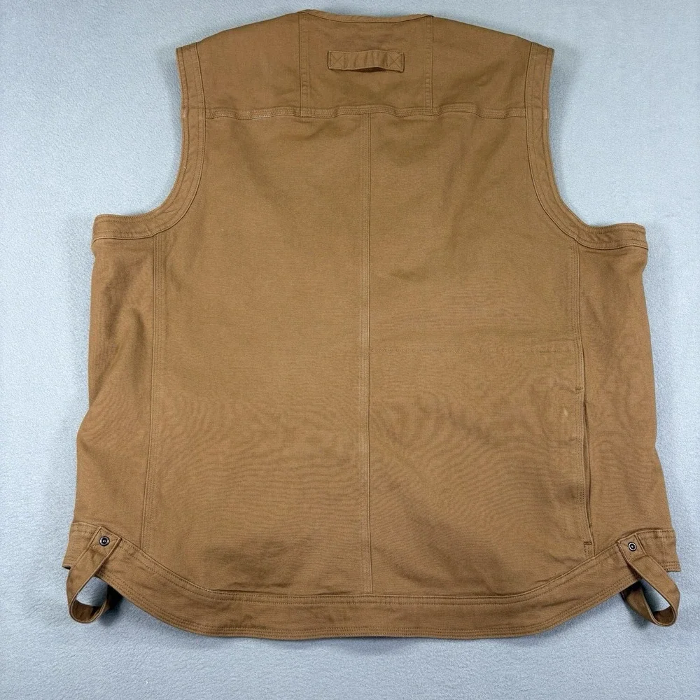 Duluth Trading Flex Fire Hose Ultimate Vest Mens XL Brown Multi Pocket Workwear
